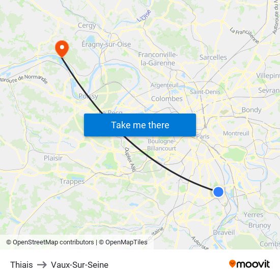 Thiais to Vaux-Sur-Seine map