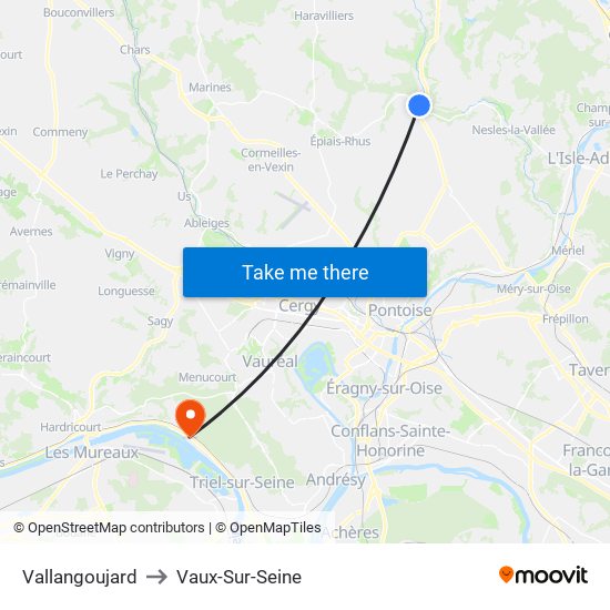 Vallangoujard to Vaux-Sur-Seine map