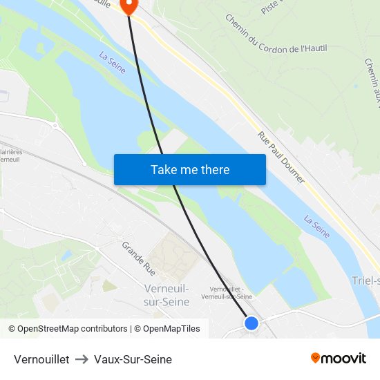 Vernouillet to Vaux-Sur-Seine map