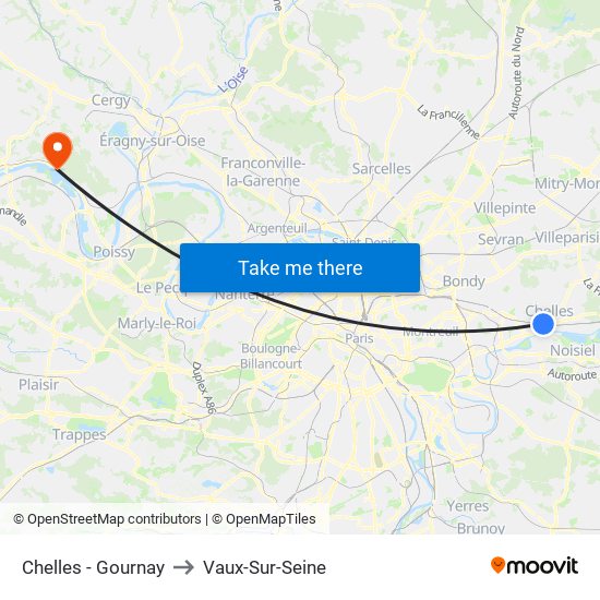 Chelles - Gournay to Vaux-Sur-Seine map