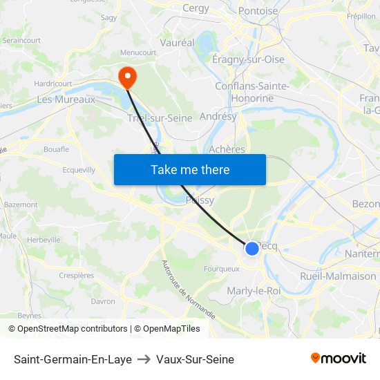 Saint-Germain-En-Laye to Vaux-Sur-Seine map