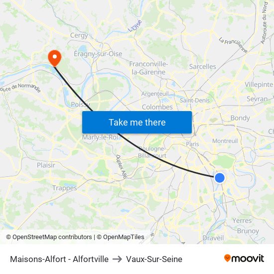 Maisons-Alfort - Alfortville to Vaux-Sur-Seine map