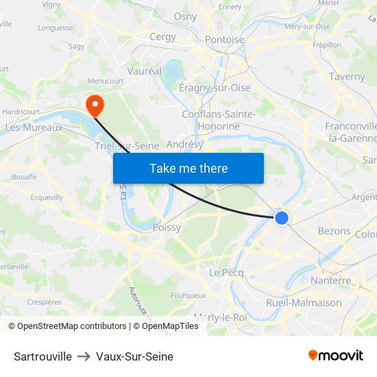 Sartrouville to Vaux-Sur-Seine map