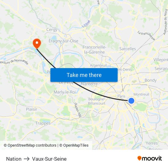 Nation to Vaux-Sur-Seine map