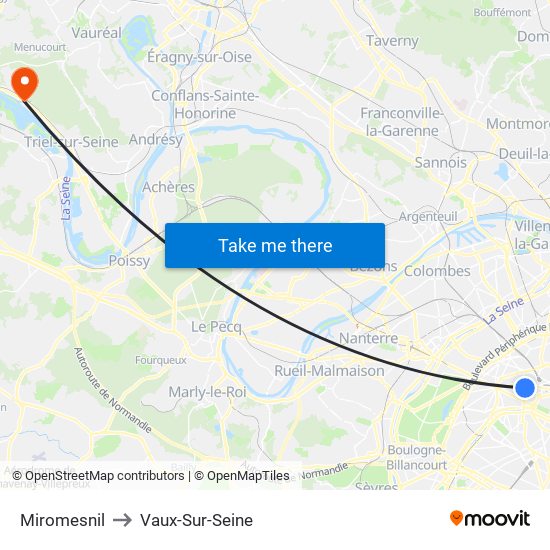 Miromesnil to Vaux-Sur-Seine map