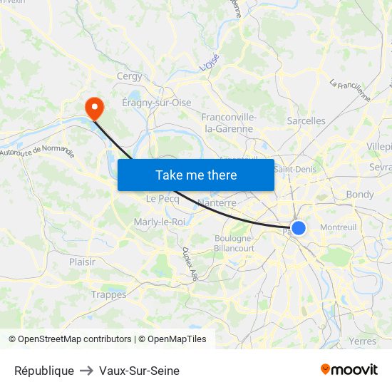 République to Vaux-Sur-Seine map