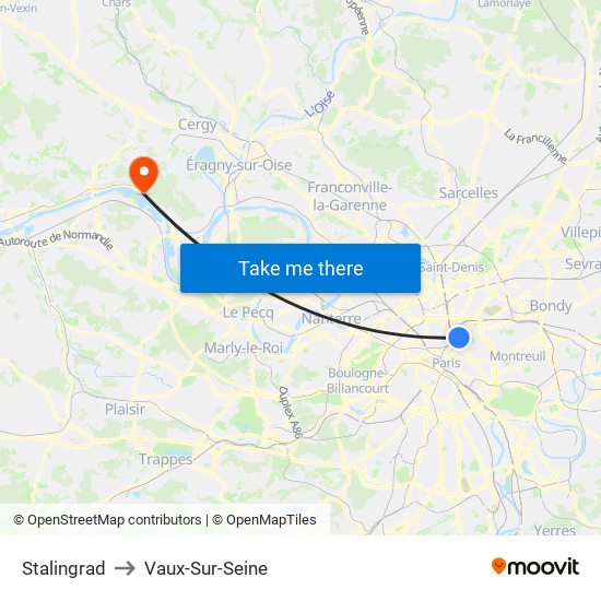 Stalingrad to Vaux-Sur-Seine map