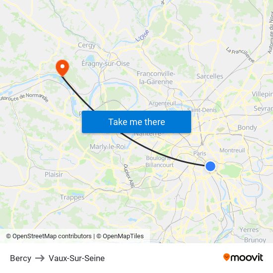 Bercy to Vaux-Sur-Seine map