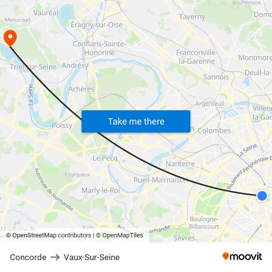 Concorde to Vaux-Sur-Seine map