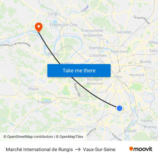Marché International de Rungis to Vaux-Sur-Seine map