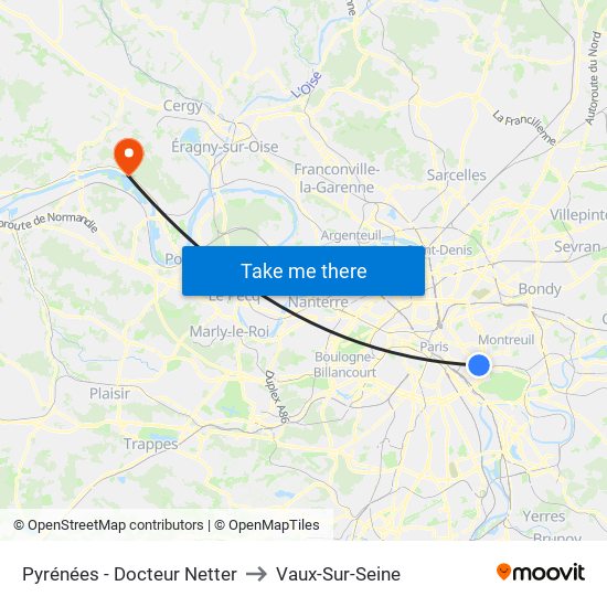 Pyrénées - Docteur Netter to Vaux-Sur-Seine map