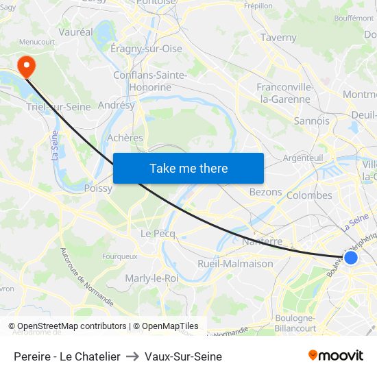 Pereire - Le Chatelier to Vaux-Sur-Seine map