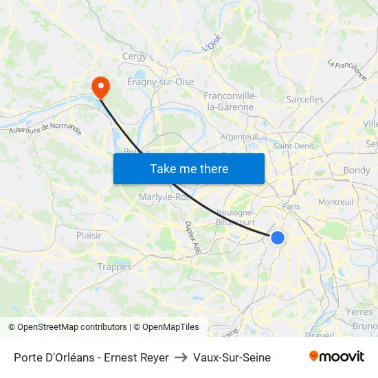 Porte D'Orléans - Ernest Reyer to Vaux-Sur-Seine map