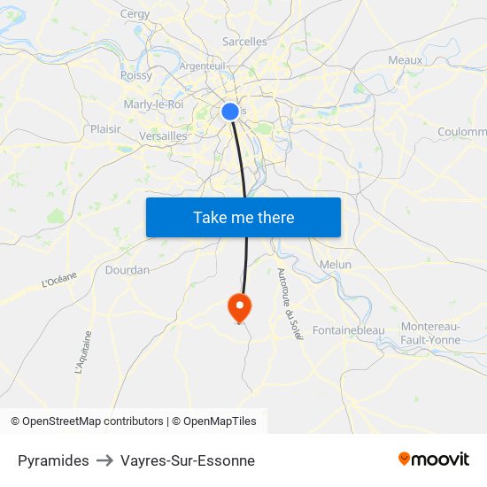 Pyramides to Vayres-Sur-Essonne map