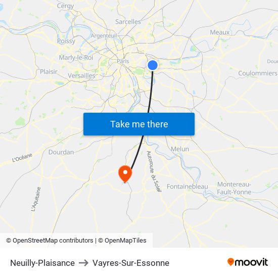 Neuilly-Plaisance to Vayres-Sur-Essonne map