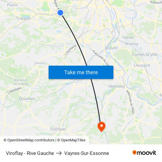 Viroflay - Rive Gauche to Vayres-Sur-Essonne map