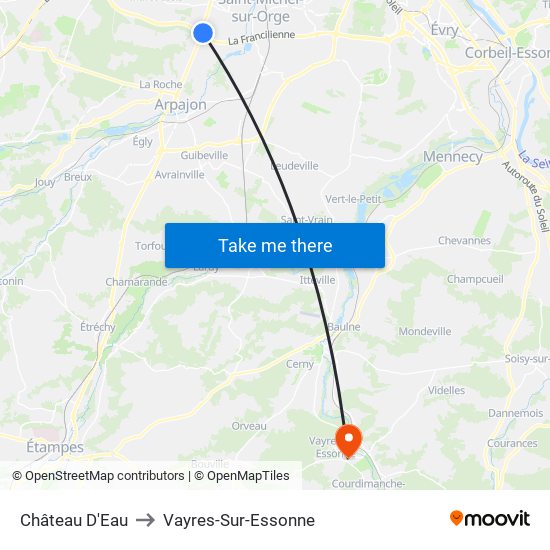 Château D'Eau to Vayres-Sur-Essonne map