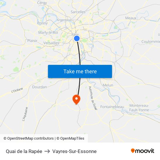 Quai de la Rapée to Vayres-Sur-Essonne map