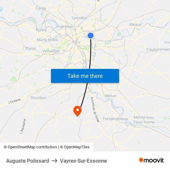 Auguste Polissard to Vayres-Sur-Essonne map