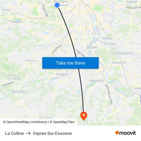 La Colline to Vayres-Sur-Essonne map