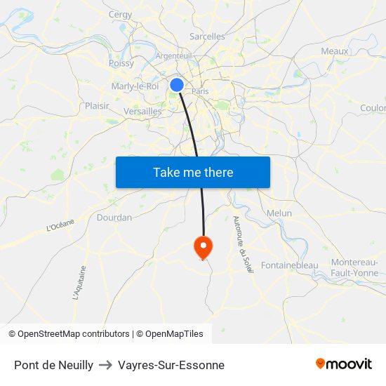 Pont de Neuilly to Vayres-Sur-Essonne map