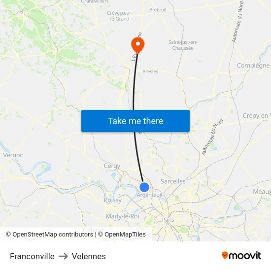 Franconville to Velennes map