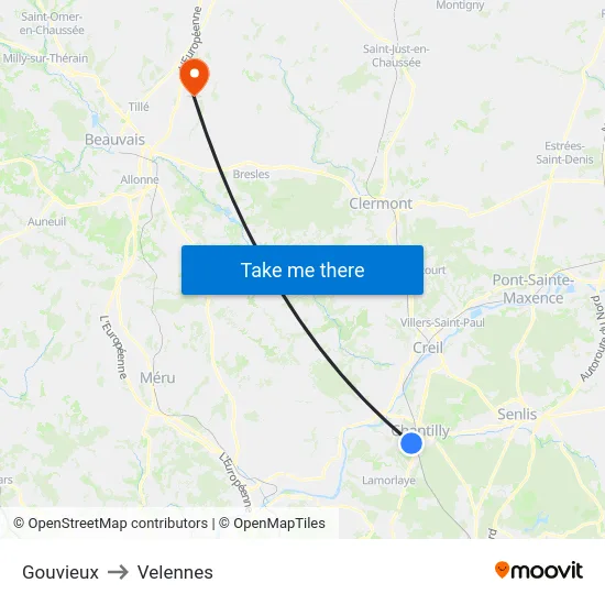 Gouvieux to Velennes map