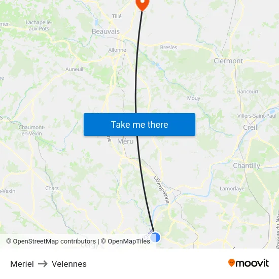 Meriel to Velennes map