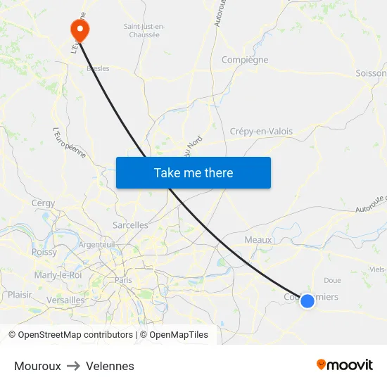 Mouroux to Velennes map