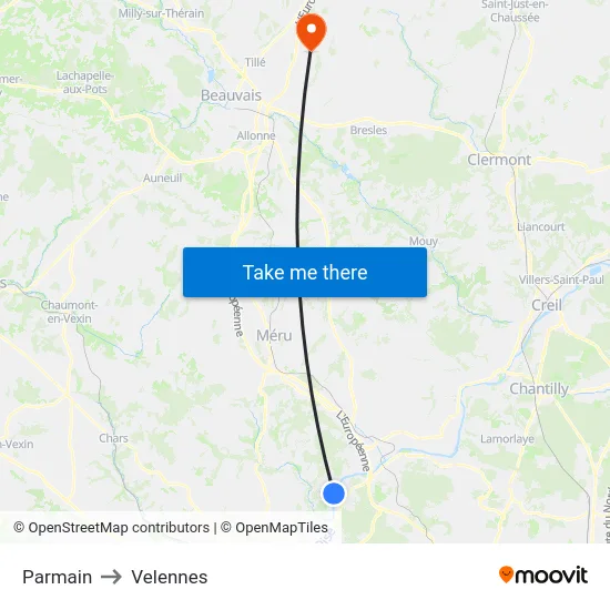 Parmain to Velennes map