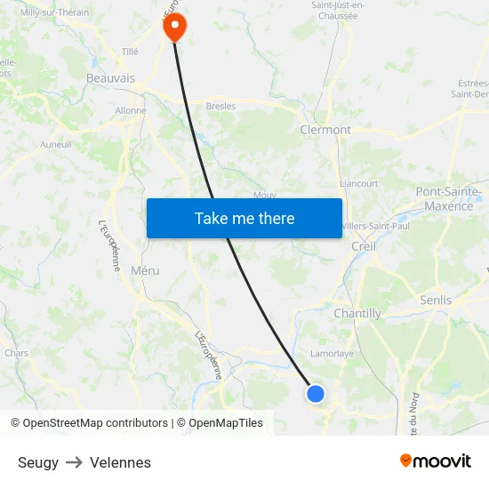 Seugy to Velennes map