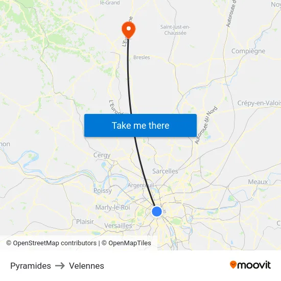 Pyramides to Velennes map
