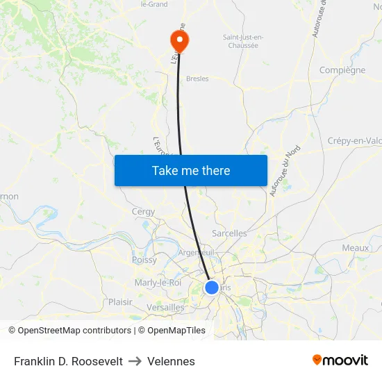 Franklin D. Roosevelt to Velennes map