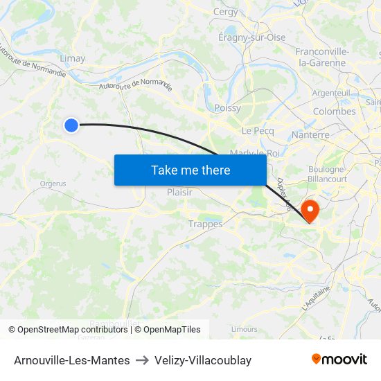 Arnouville-Les-Mantes to Velizy-Villacoublay map