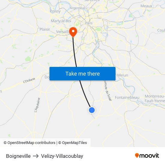 Boigneville to Velizy-Villacoublay map