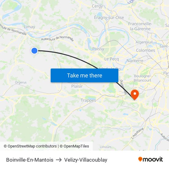 Boinville-En-Mantois to Velizy-Villacoublay map