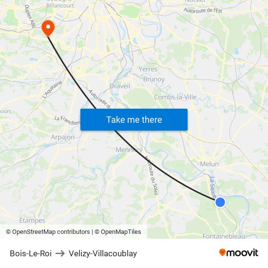 Bois-Le-Roi to Velizy-Villacoublay map