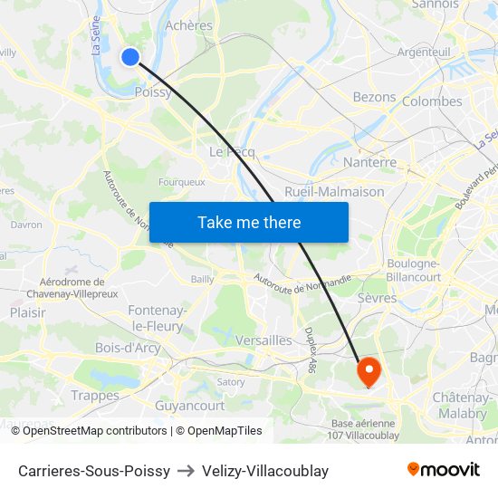 Carrieres-Sous-Poissy to Velizy-Villacoublay map
