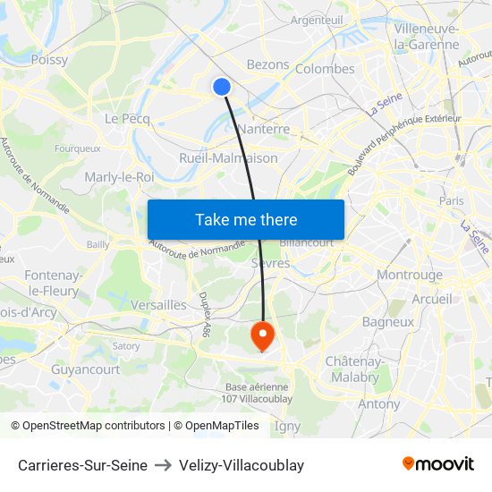 Carrieres-Sur-Seine to Velizy-Villacoublay map