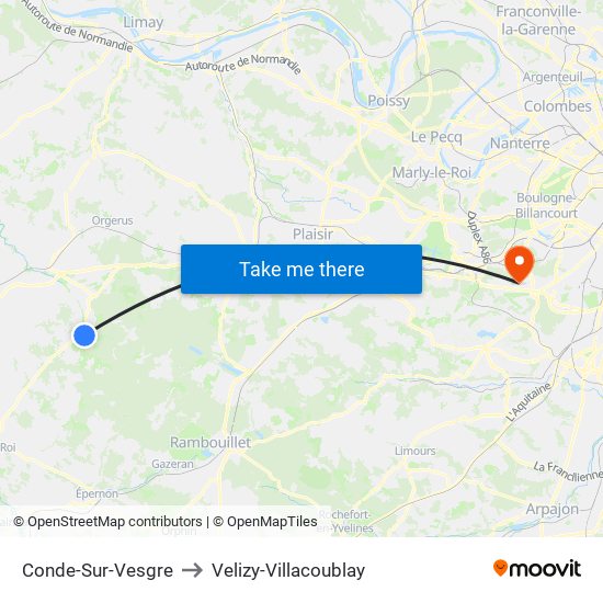 Conde-Sur-Vesgre to Velizy-Villacoublay map