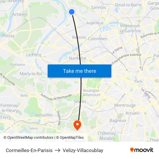 Cormeilles-En-Parisis to Velizy-Villacoublay map