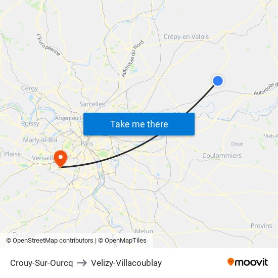 Crouy-Sur-Ourcq to Velizy-Villacoublay map