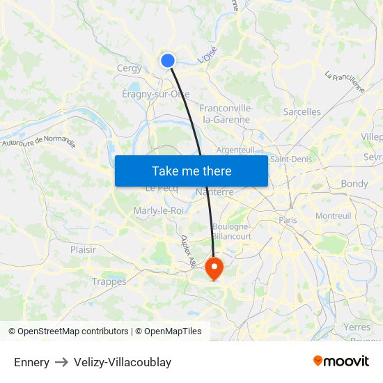 Ennery to Velizy-Villacoublay map