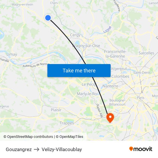 Gouzangrez to Velizy-Villacoublay map