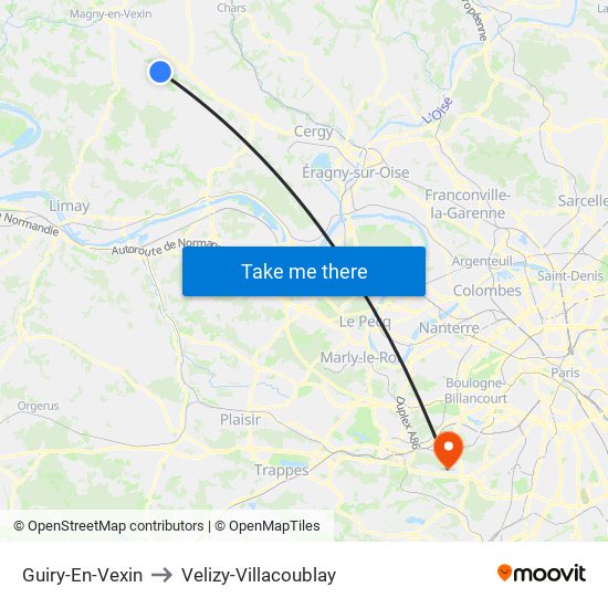 Guiry-En-Vexin to Velizy-Villacoublay map