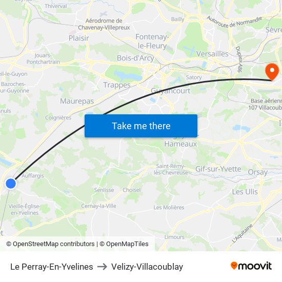 Le Perray-En-Yvelines to Velizy-Villacoublay map