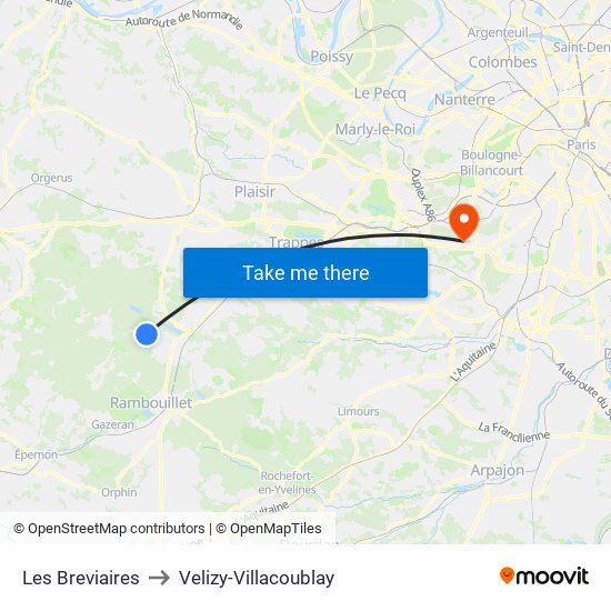 Les Breviaires to Velizy-Villacoublay map