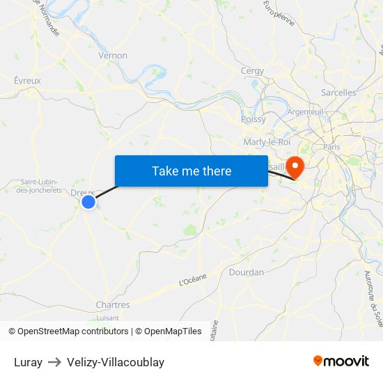 Luray to Velizy-Villacoublay map