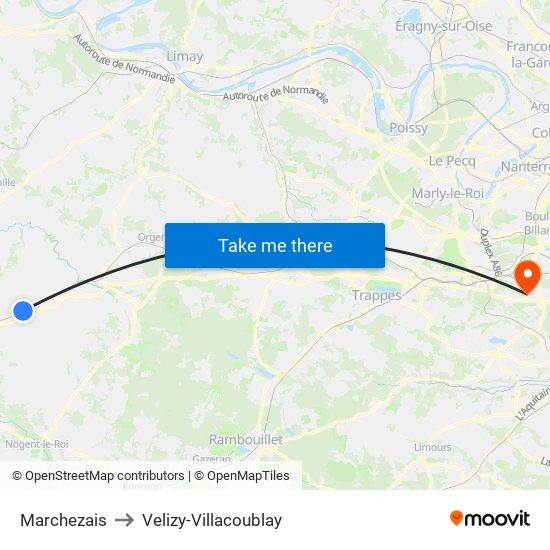 Marchezais to Velizy-Villacoublay map
