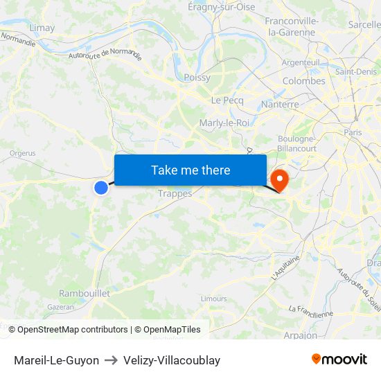 Mareil-Le-Guyon to Velizy-Villacoublay map
